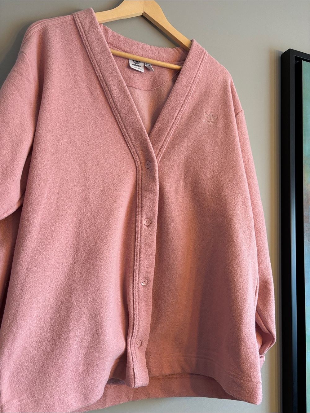 adidas Soft Pink Button-Up sponge Cardigan